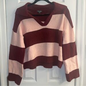 Women’s medium, wild fable v neck pink and burgundy sweater
